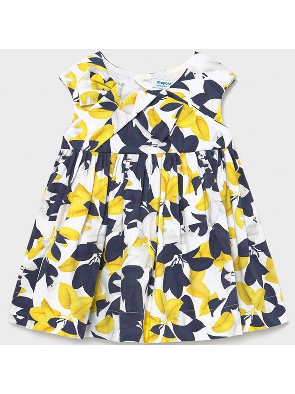 Mayoral Yellow and Navy Leaf Print Dress